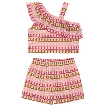 Girls Multi-Coloured Knitted Shorts Set