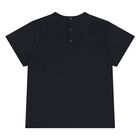 Younger Boys Navy Blue Logo T-Shirt, 1, hi-res