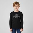 Boys Black Logo Long Sleeve Top, 1, hi-res