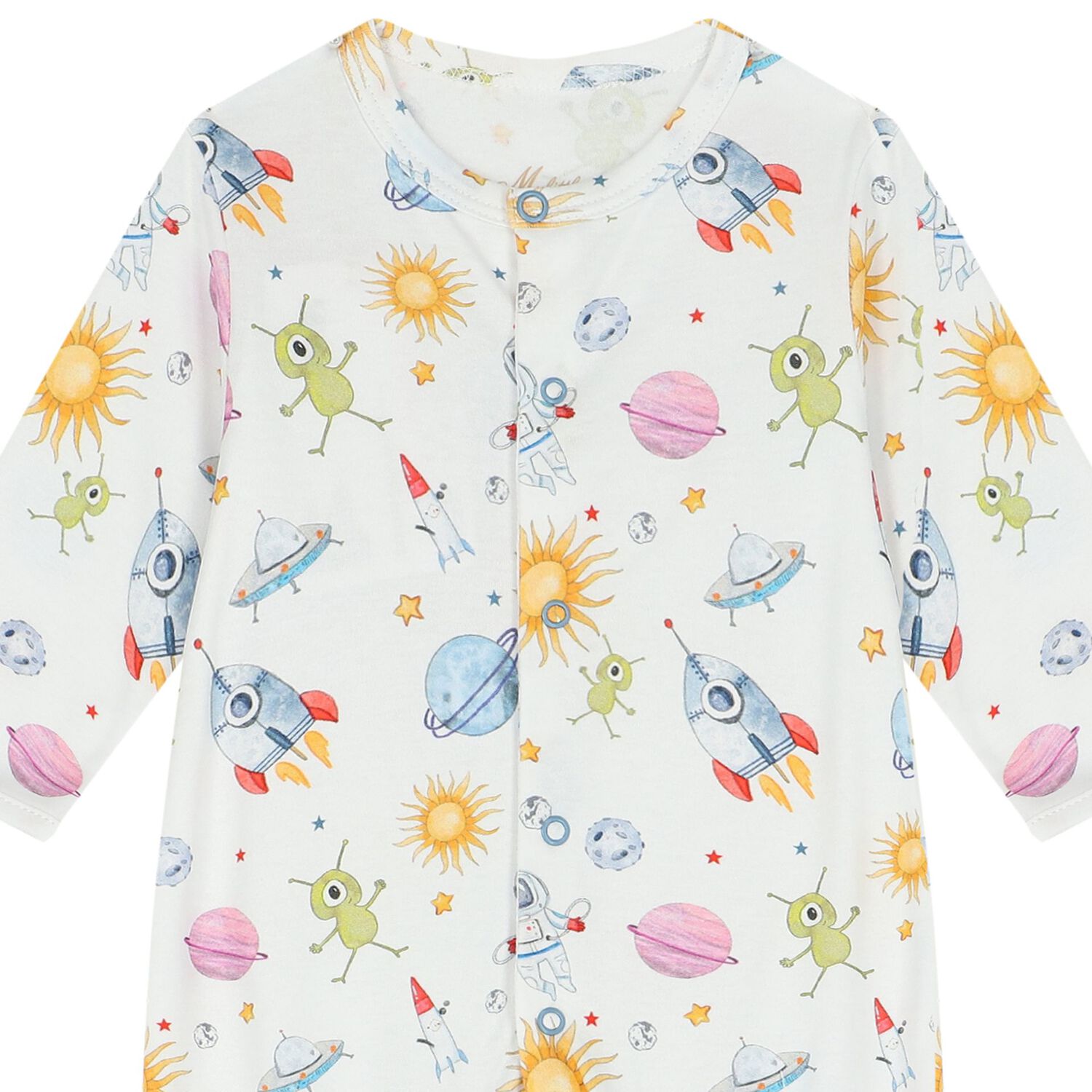 Baby Boys White Space Babygrow Set, 1, hi-res