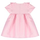 Girls Pink Bow Satin Dress, 2, hi-res