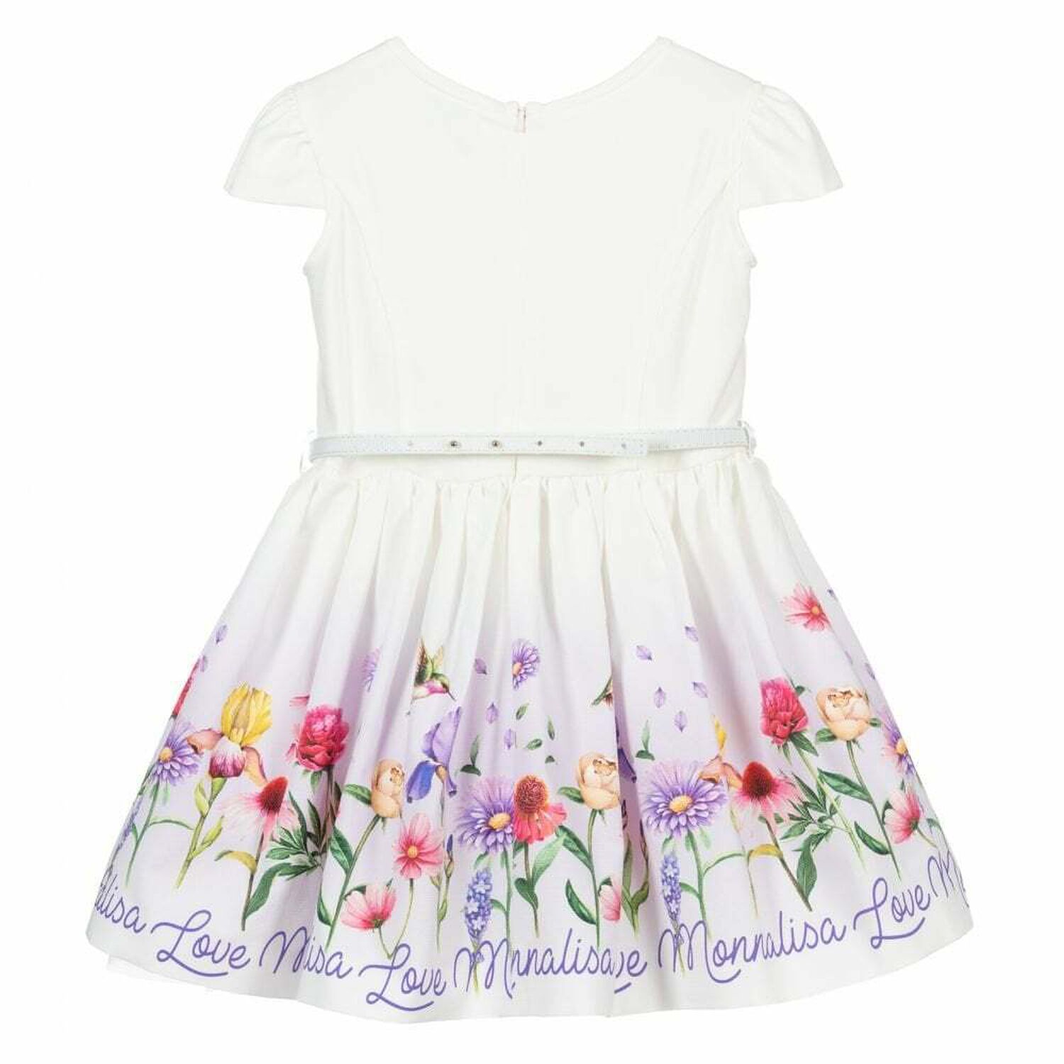 Girls White Floral Dress, 1, hi-res