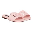 Girls Pink Leather Logo Sliders, 1, hi-res