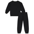 Girls Black Logo Tracksuit, 1, hi-res