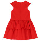 Girls Red Ruffle Bow Dress, 1, hi-res