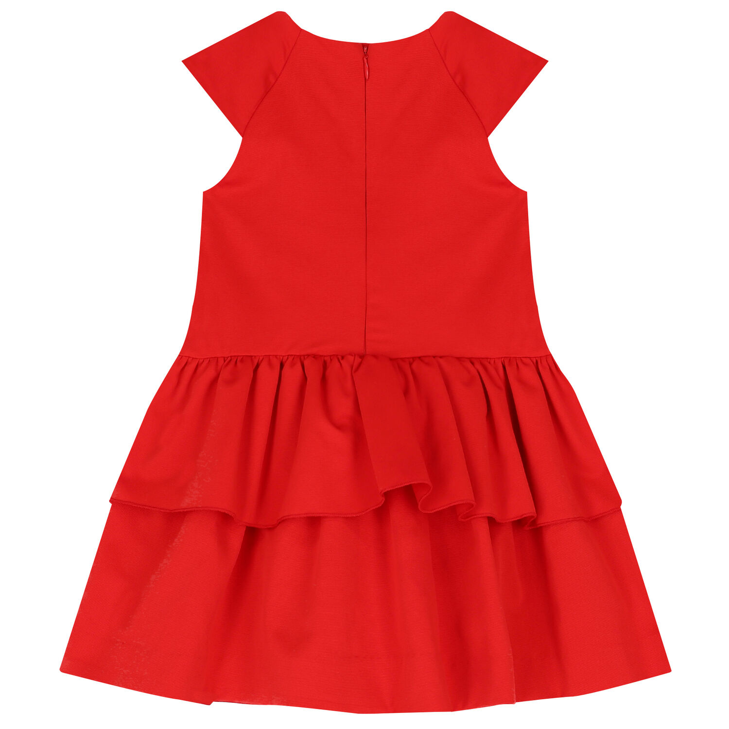 Girls Red Ruffle Bow Dress, 1, hi-res