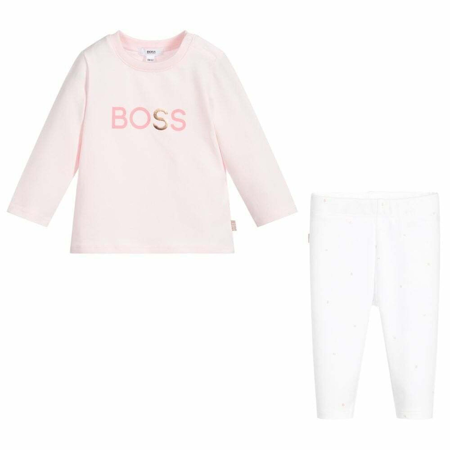 Baby Girls Pink & White Leggings Set, 1, hi-res