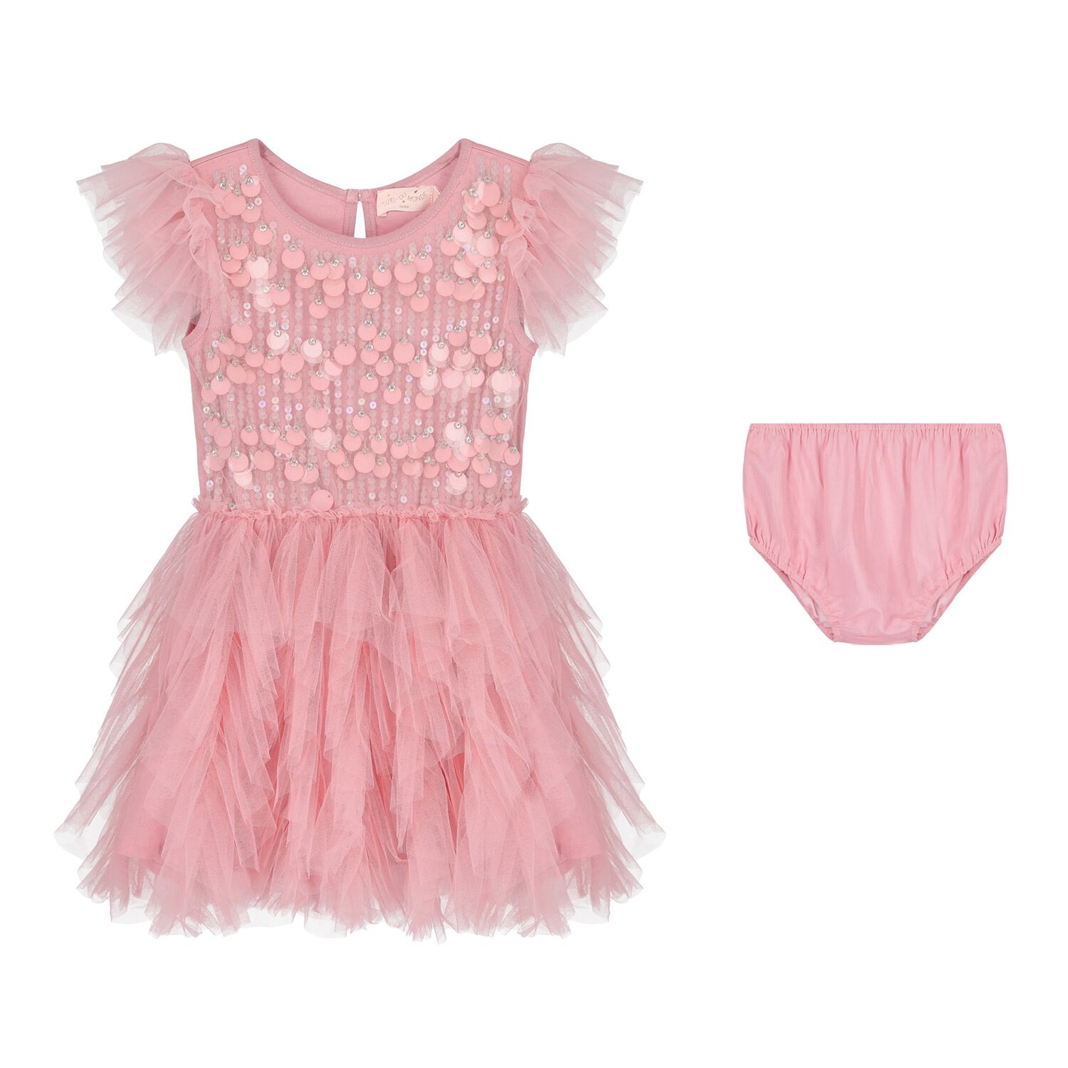 Baby Girls Pink Embellished Tutu Dress Set, 1, hi-res