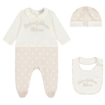 Ivory & Beige Logo Babygrow Gift Set