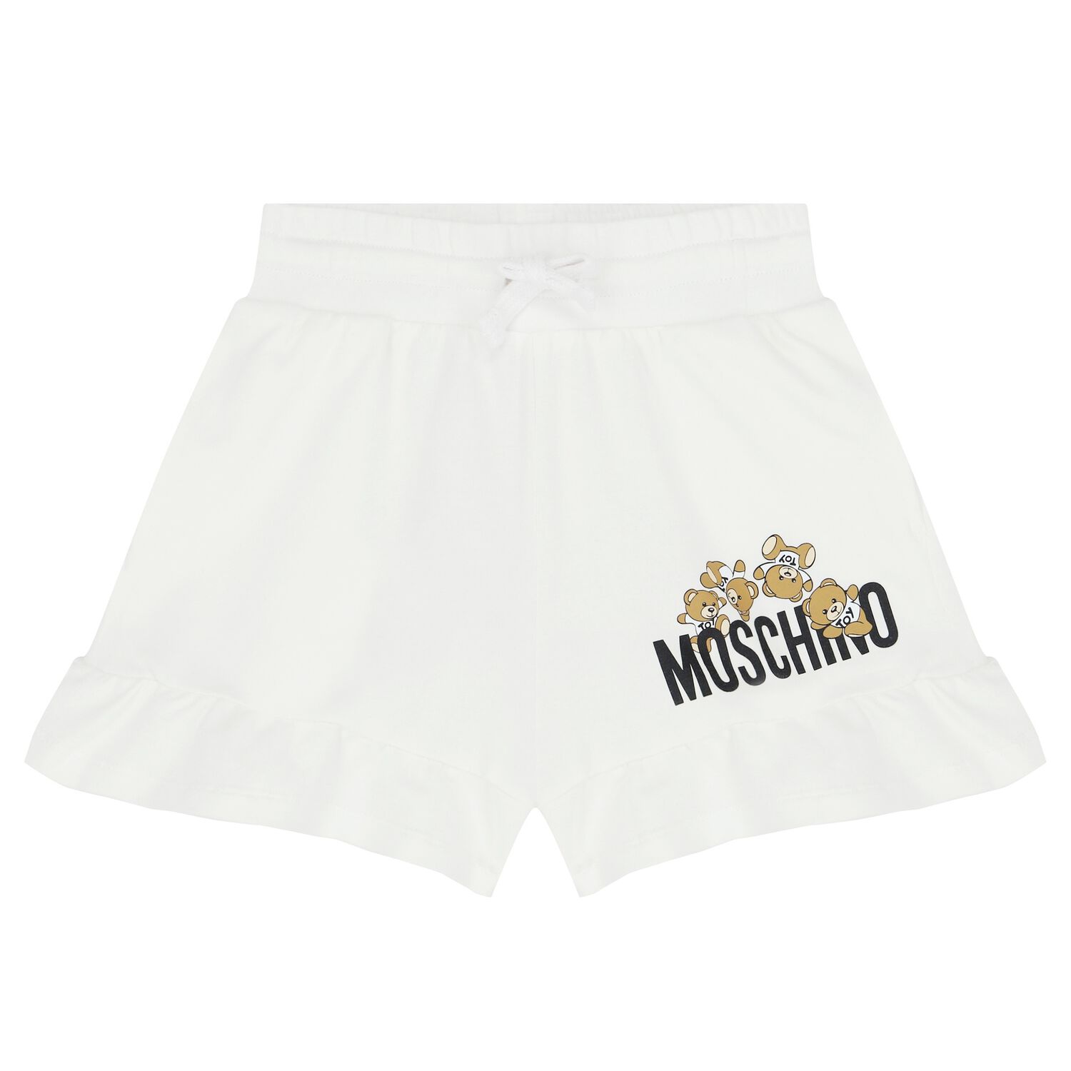 Girls White Teddy Bear Shorts, 1, hi-res