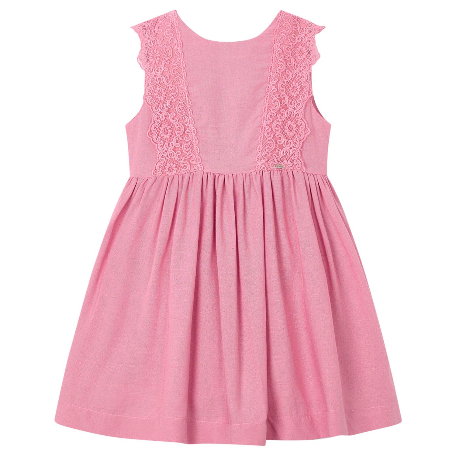 Girls Pink Shimmery Linen Dress, 1, hi-res image number null