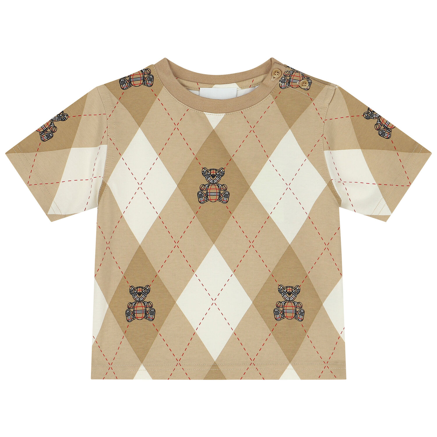 Beige Argyle Check T-Shirt, 1, hi-res