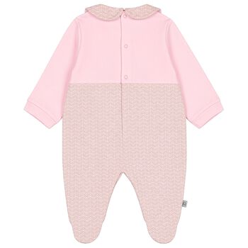Baby Girls Pink & Gold Logo Babygrow