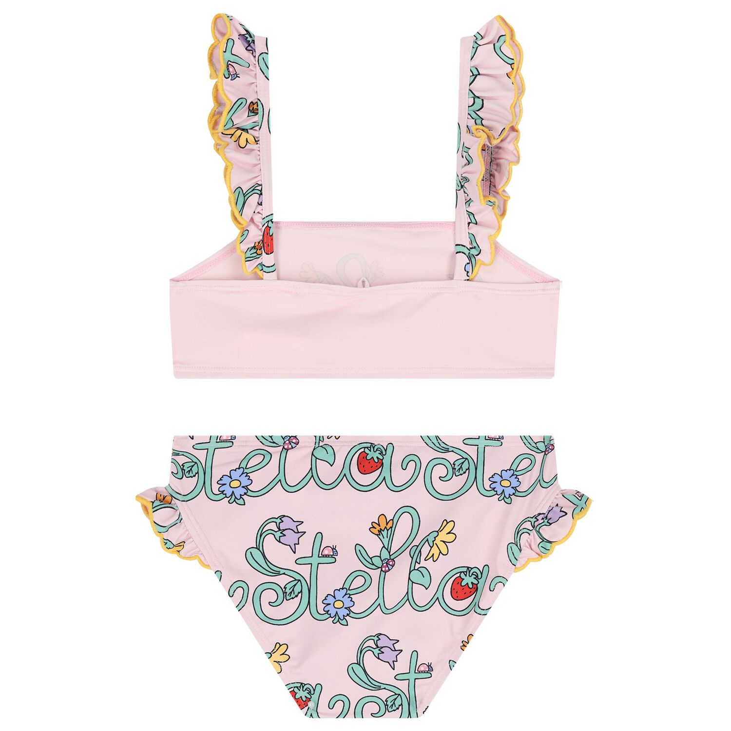 Girls Pink Logo Flower Bikini, 1, hi-res