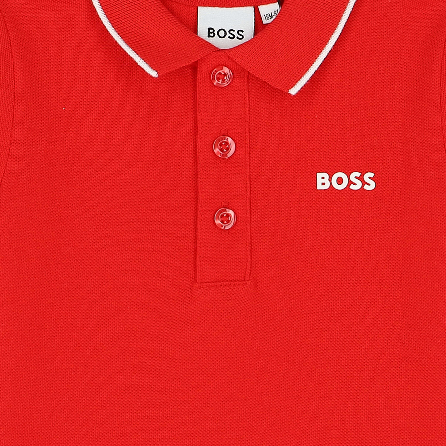 Younger Boys Red Logo Polo Shirt, 4, hi-res