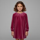 Girls Pink Sparkly Velour Dress, 1, hi-res