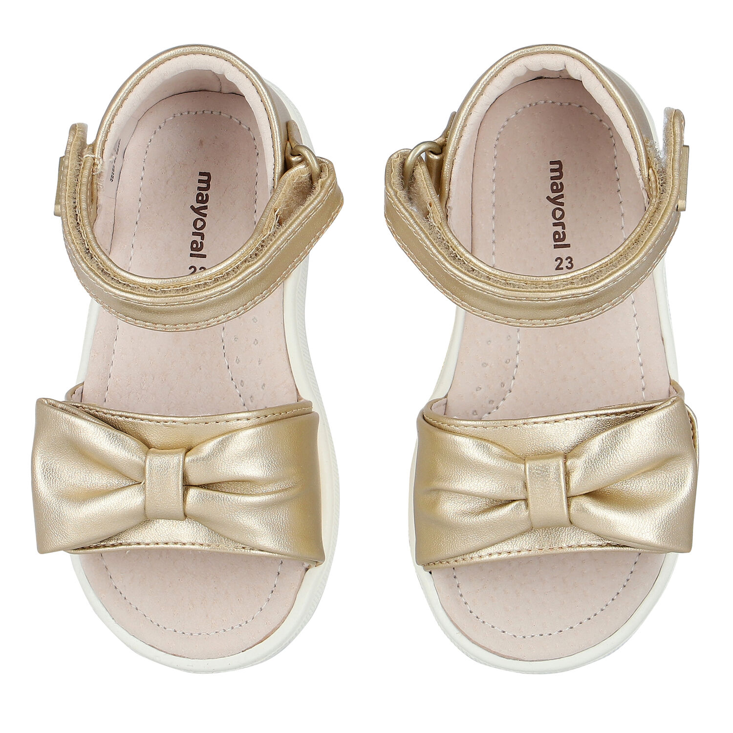 Younger Girls Gold Bow Sandals, 1, hi-res