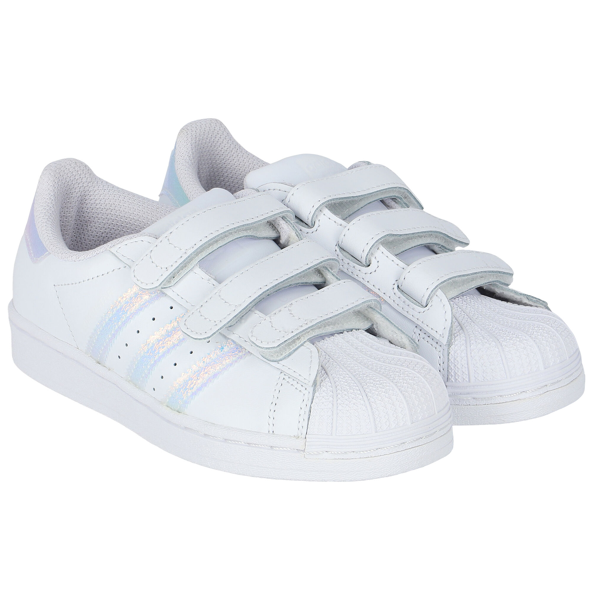 Adidas white & silver superstar trainers toddler top