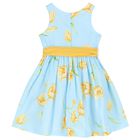 Girls Blue & Yellow Bow Dress, 1, hi-res