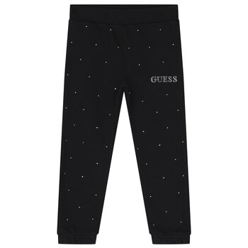 Girls Black Embellished Logo Joggers