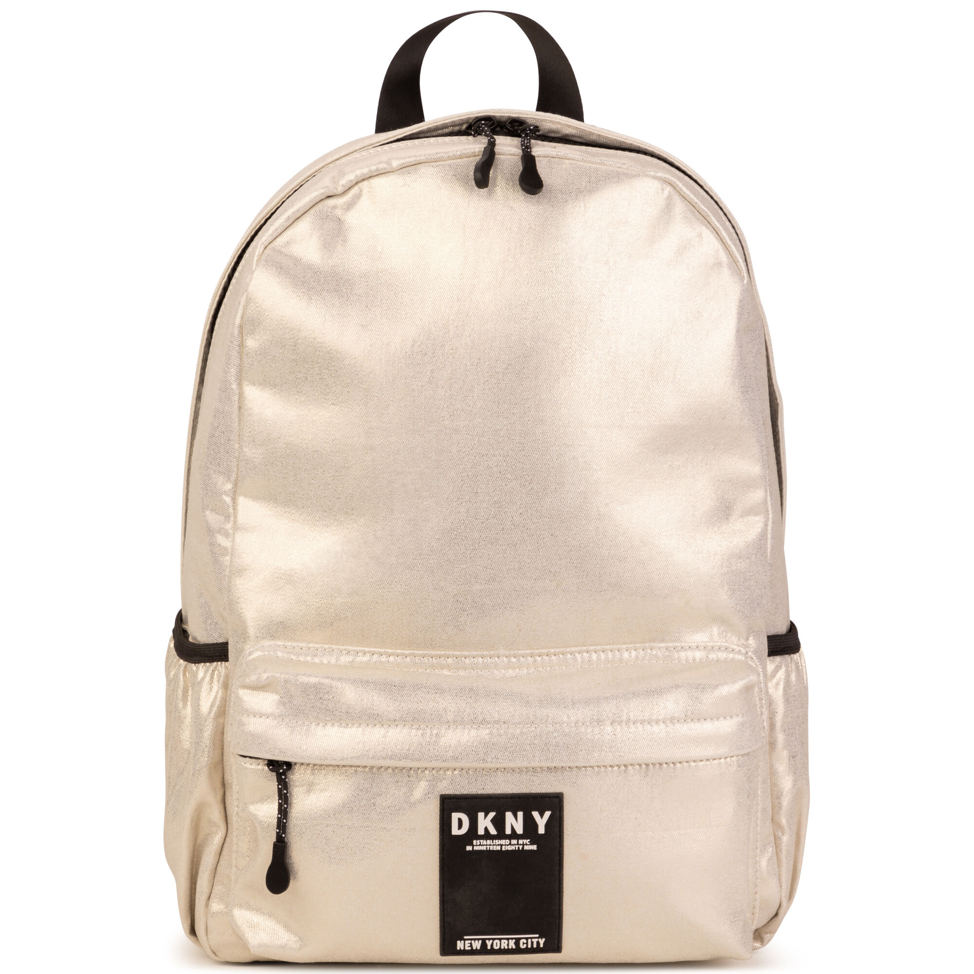 DKNY Girls Gold Black Logo Backpack Junior Couture UK