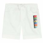 Boys White Logo Shorts, 1, hi-res