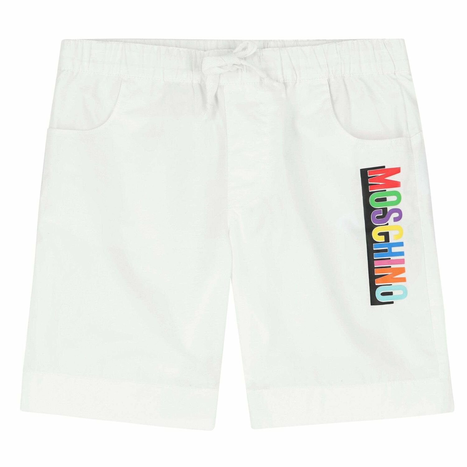 Boys White Logo Shorts, 1, hi-res