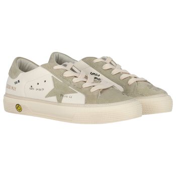 Ivory & Green Logo Trainers