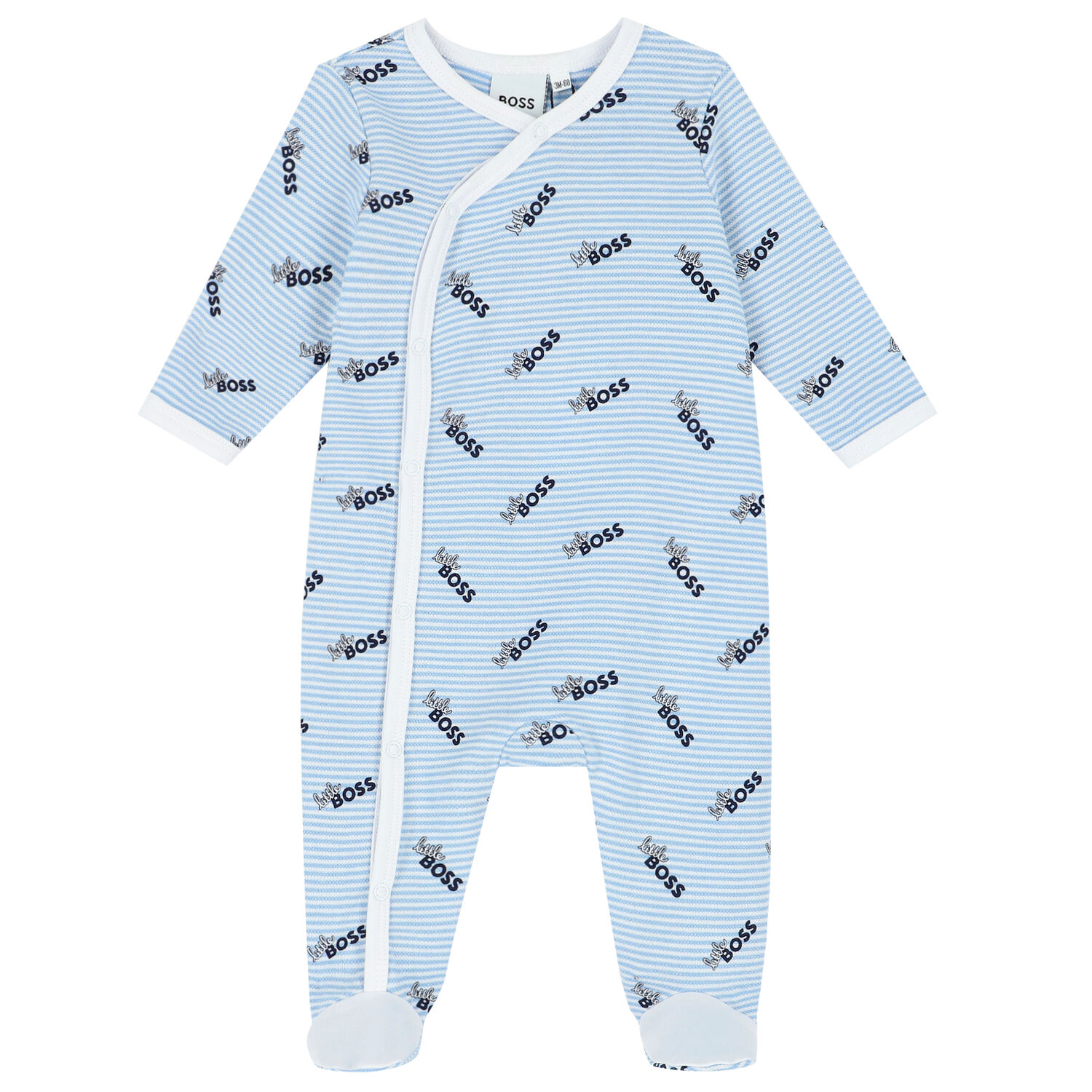 Baby Boys Blue & White Logo Babygrow & Hat Gift Set, 1, hi-res