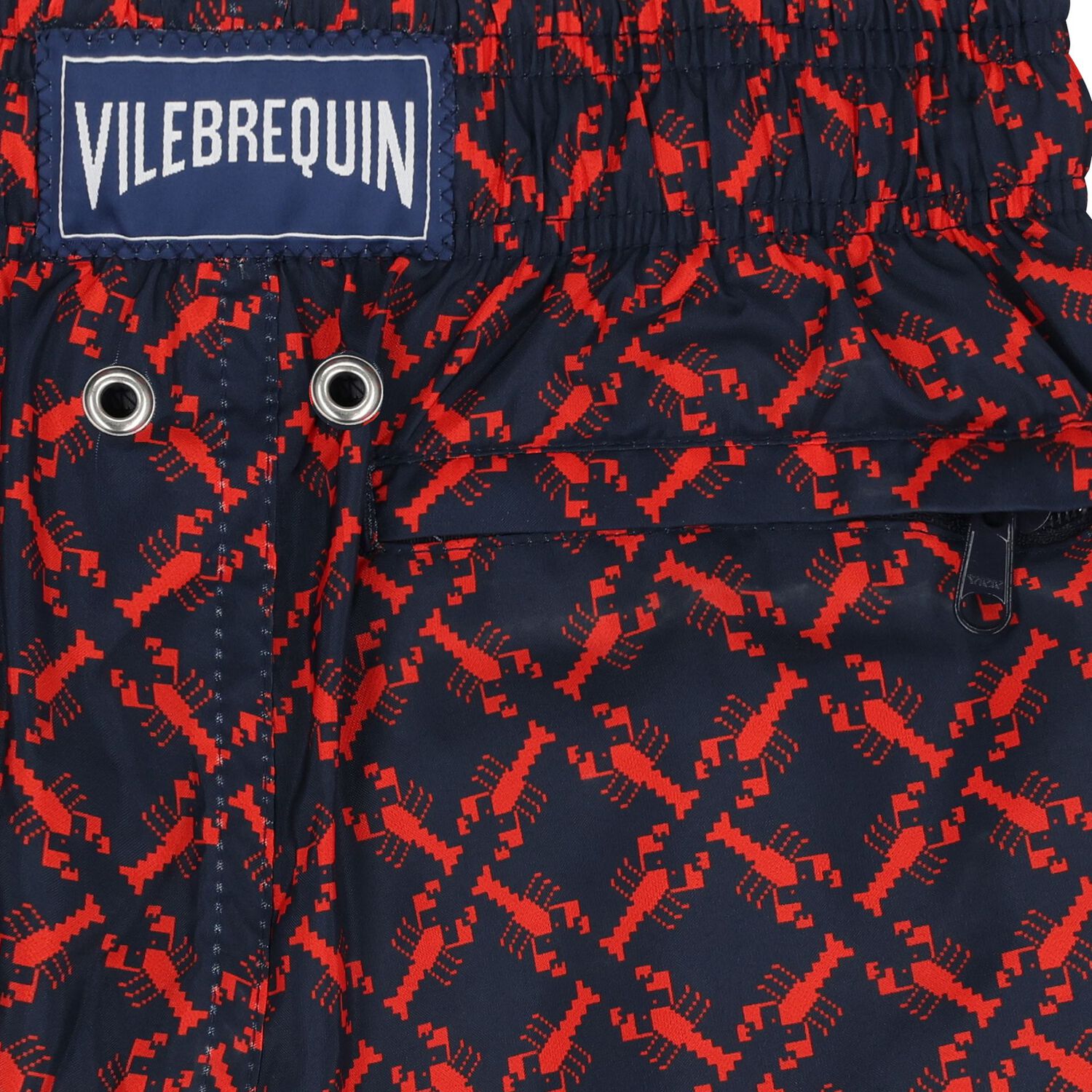 Boys Navy Blue & Red Logo Lobster Swim Shorts, 1, hi-res