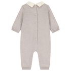 Baby Boys Beige Knitted Romper, 1, hi-res