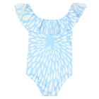 Girls White & Blue Petals Swimsuit, 1, hi-res