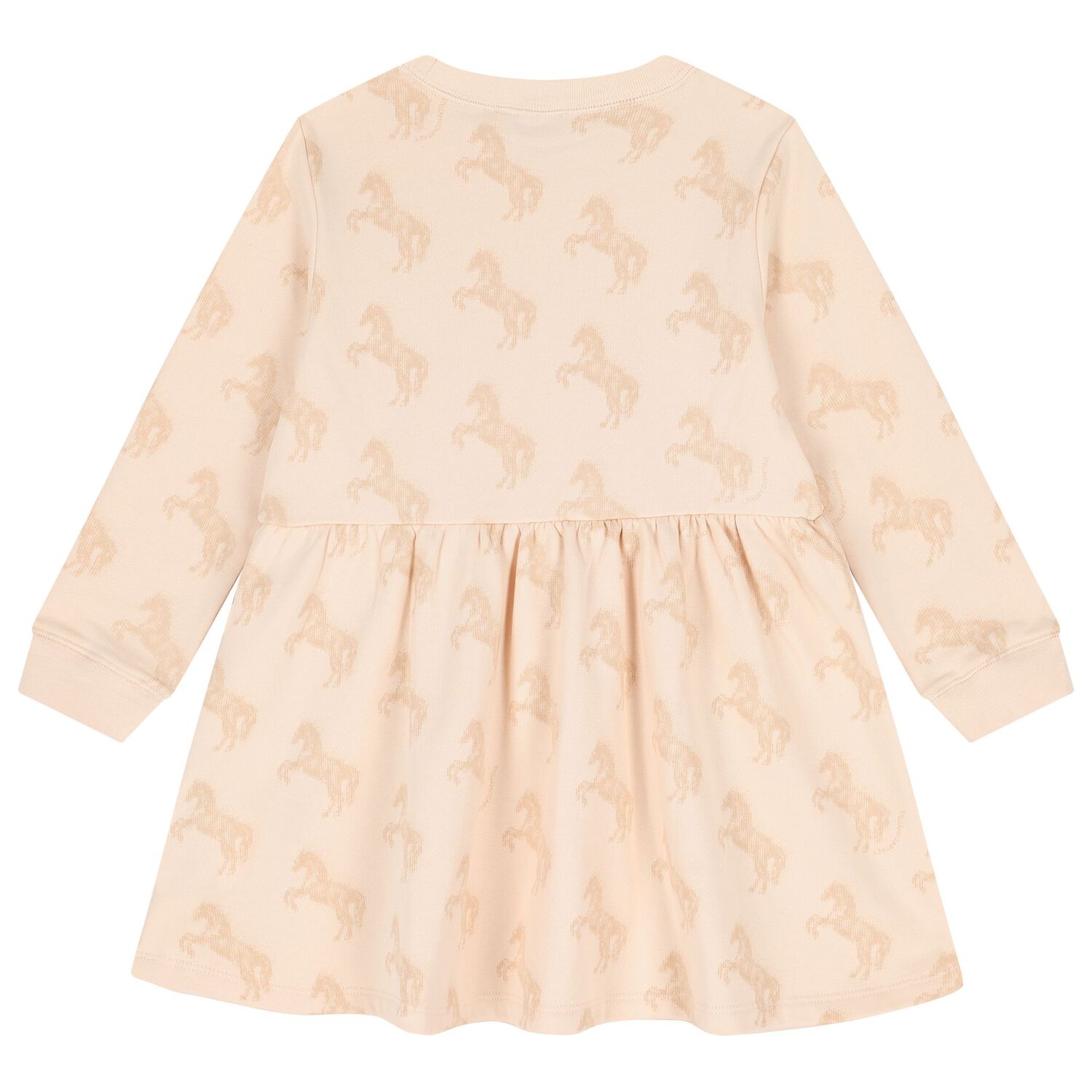 Girls Beige Horse Dress, 1, hi-res