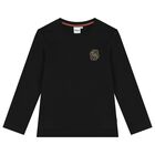 Boys Black Logo Long Sleeve Top, 1, hi-res