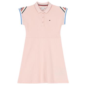 Girls Pink Logo Polo Dress
