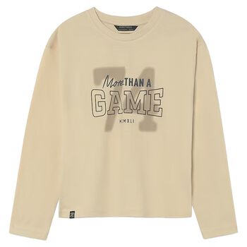 Boys Beige Printed Long Sleeve Top