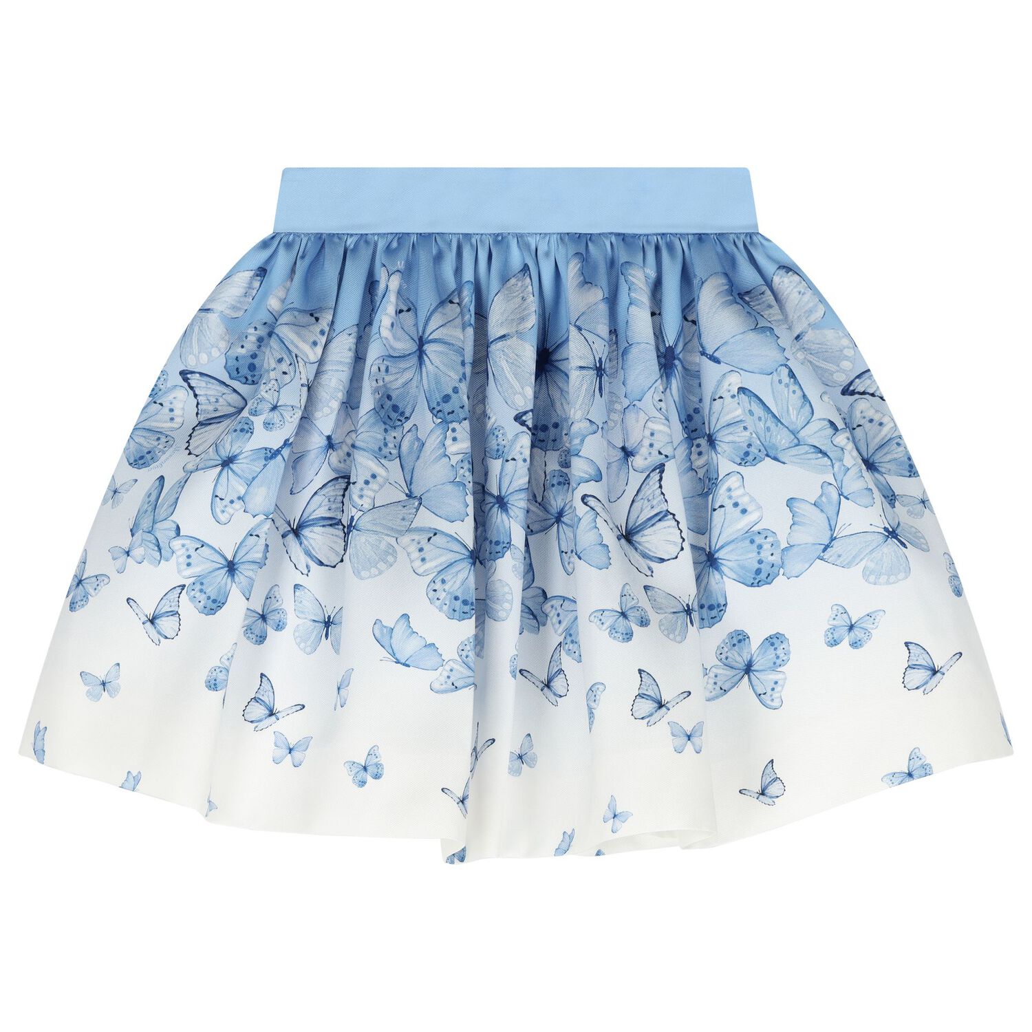 Girls White & Blue Butterfly Skirt Set, 1, hi-res image number null