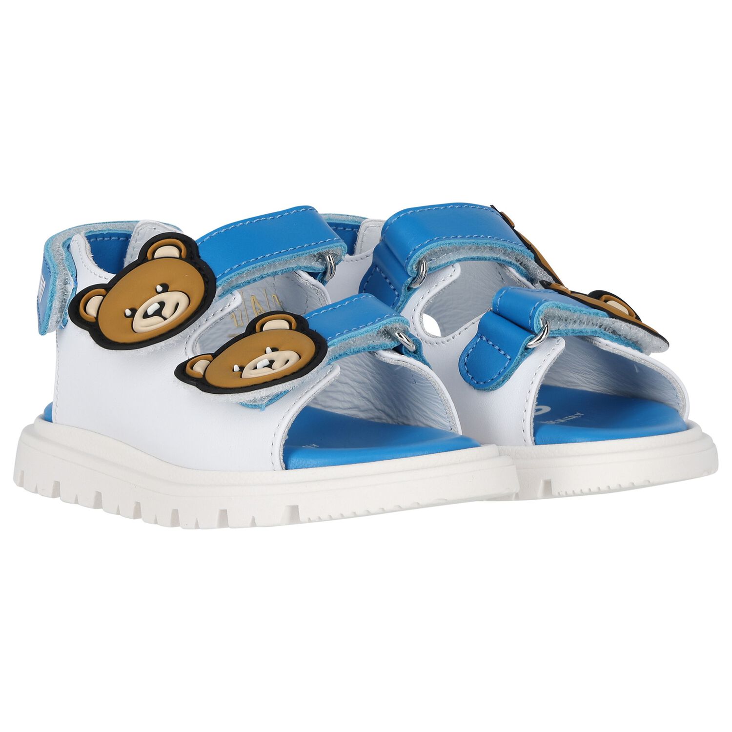White & Blue Teddy Bear Sandals, 1, hi-res