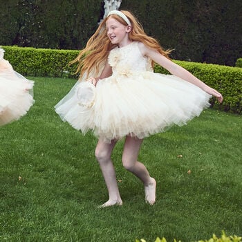 Girls Pink 3D Flower Tulle Dress