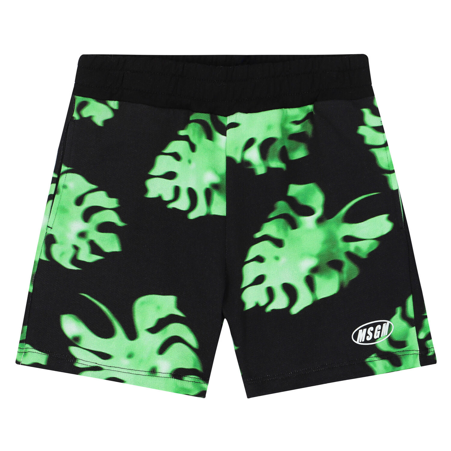 Boys Black & Green Logo Shorts, 1, hi-res