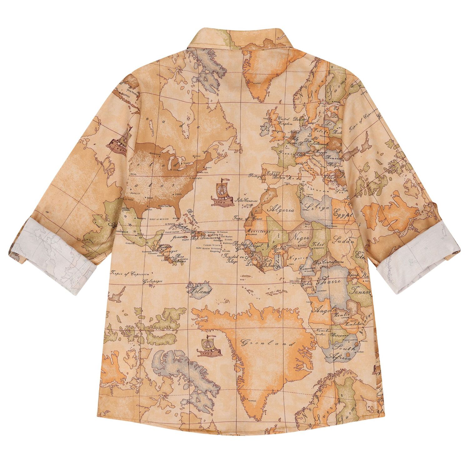 Boys Beige Geo Map Shirt, 1, hi-res image number null