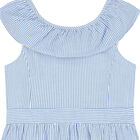 Girls White & Blue Striped Dress, 1, hi-res