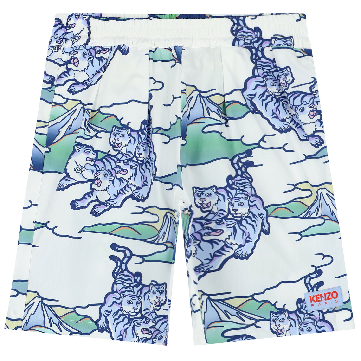 Boys White & Blue Tiger Poplin, 1, hi-res