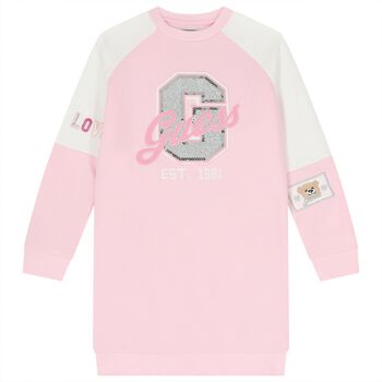 Girls Pink & White Logo Dress