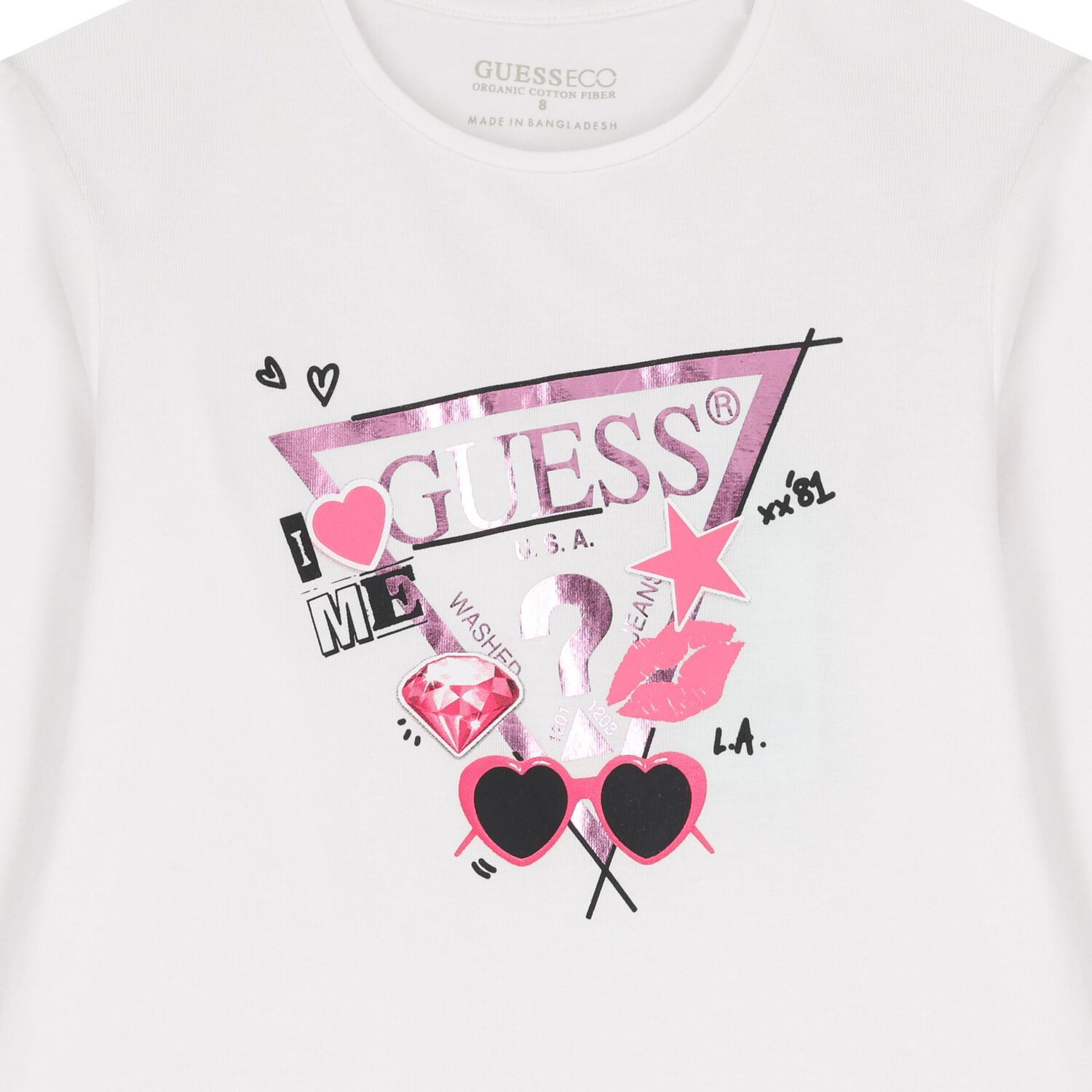 Girls White Logo Long Sleeve Top, 1, hi-res image number null