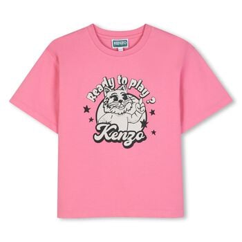 Girls Pink Tiger Logo T-Shirt