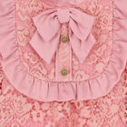 Girls Pink Satin & Lace Dress, 1, hi-res