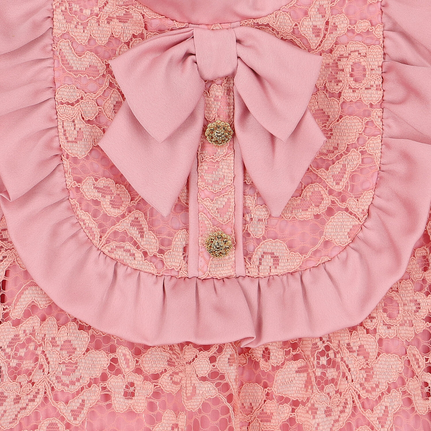Girls Pink Satin & Lace Dress, 1, hi-res