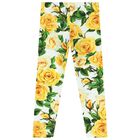 Girls Yellow & White Floral Leggings, 1, hi-res