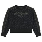 Girls Black Logo Sweatshirt, 1, hi-res